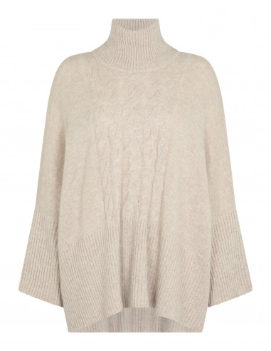 Women's Cable Cashmere Poncho Sand Brown les ctes