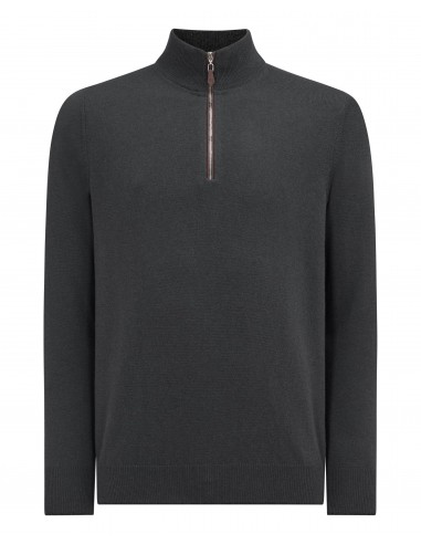 Men's Carnaby Half Zip Cashmere Jumper Anthracite Grey solde