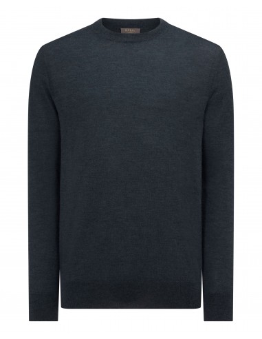 Men's Covent Fine Gauge Cashmere Round Neck Jumper Azurine Blue vente chaude votre 