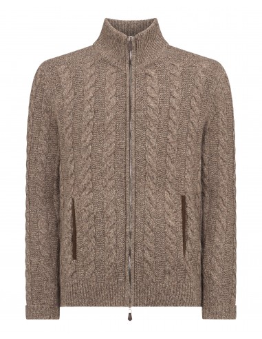 Men's Richmond Cable Cashmere Cardigan Heather Hazel Brown Comparez plus de prix