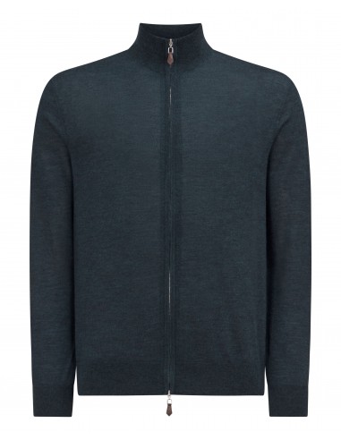 Men's Hyde Fine Gauge Cashmere Full Zip Jumper Azurine Blue Les êtres humains sont 