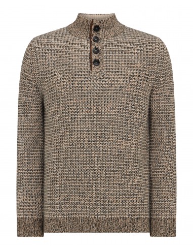 Men's Beauchamp Marl Half Button Cashmere Jumper Brown Marl la livraison gratuite