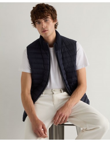 Men's Reversible Cotton Blend Gilet Navy Blue Paris Déstockage Promo