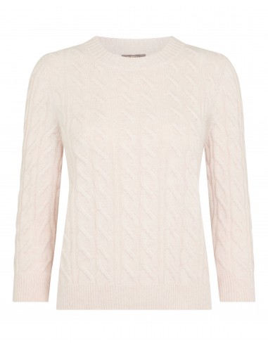 Women's Emilia Cable Round Neck Cashmere Jumper Frost White commande en ligne