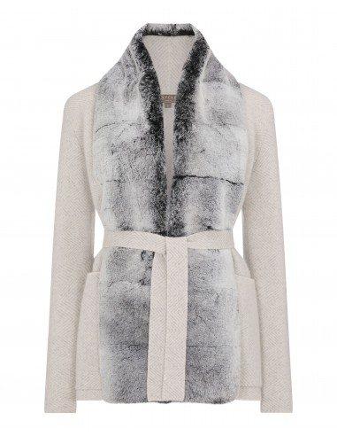 Women's Ruby Herringbone Fur Cardigan Frost White est présent 