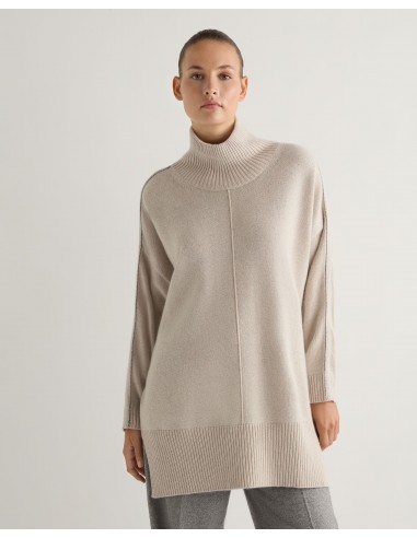 Women's Mock Neck Metal Cashmere Jumper With Lurex Ecru White livraison et retour toujours gratuits