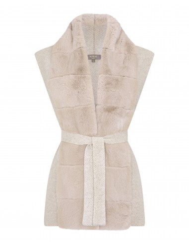 Women's Lola Herringbone Cashmere Gilet With Fur Trim Sand Brown Comment ça marche