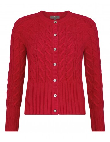 Women's Myla Cable Cashmere Cardigan Riding Red les ctes