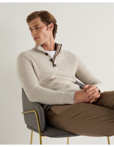 Men's Beauchamp Half Button Cashmere Jumper Pebble Grey prix pour 