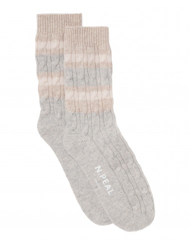 Men's Stripe Cable Cashmere Socks Fumo Grey l'évolution des habitudes 