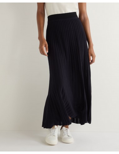 Women's Superfine Pleated Cashmere Silk Skirt Navy Blue d'Europe débarque