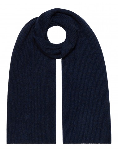 Unisex Short Ribbed Cashmere Scarf Navy Blue Melange est présent 