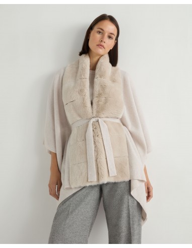 Women's Isabella Fur Trim Cashmere Cape Frost White est présent 