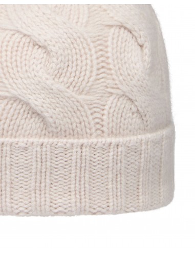 Unisex Chunky Cable Cashmere Hat Frost White Pour