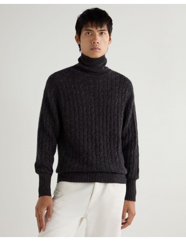 Men's Berwick Cable Roll Neck Cashmere Jumper Granite Grey sur le site 