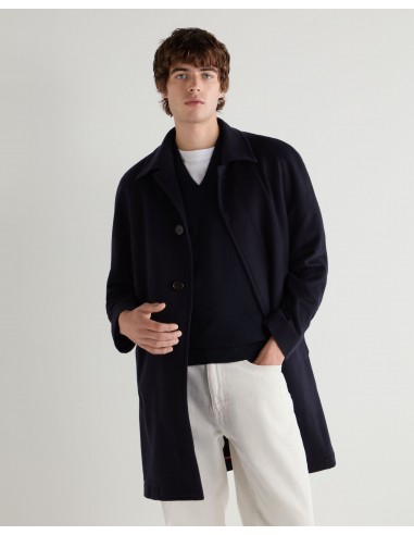 Men's Cashmere Coat Navy Blue Par le système avancé 