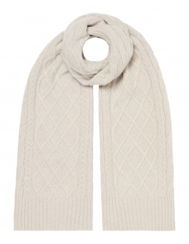 Unisex Chunky Cable Cashmere Scarf Pebble Grey du meilleur 