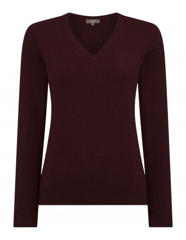 Women's Phoebe V Neck Cashmere Jumper Claret Red meilleur choix