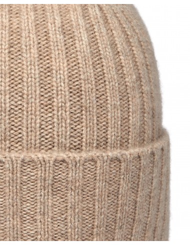 Unisex Chunky Ribbed Cashmere Hat Oatmeal Brown de pas cher