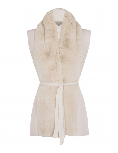 Women's Lola Fur Placket Cashmere Gilet Frost White de l' environnement