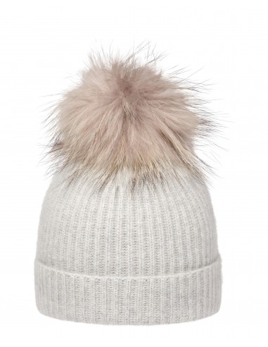 Unisex Ribbed Cashmere Hat With Detachable Pom Fumo Grey Par le système avancé 