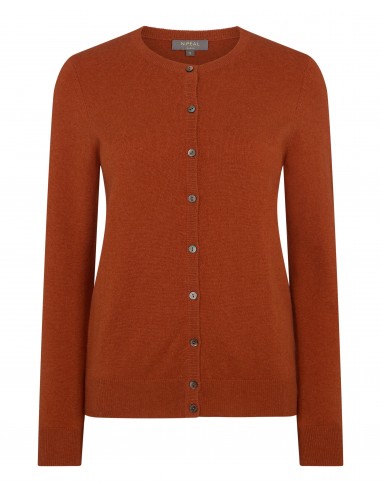 Women's Olivia Round Neck Cashmere Cardigan Rust Orange Jusqu'à 80% De Réduction