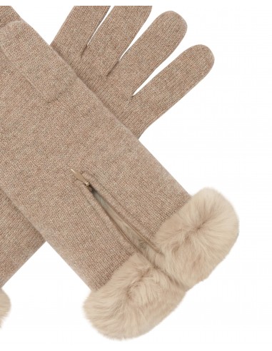 Women's Fur Trim Cashmere Gloves Oatmeal Brown l'évolution des habitudes 