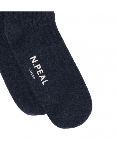 Men's Rib Cashmere House Socks Navy Blue les ctes