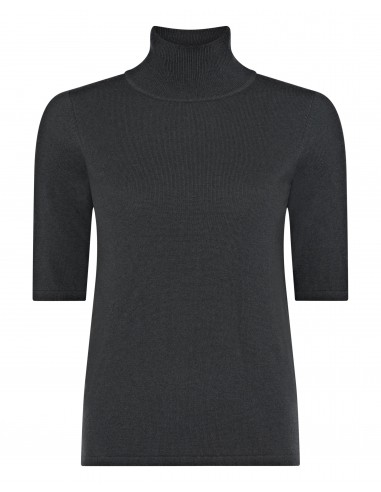 Women's Mock Neck Cashmere T-Shirt Anthracite Grey prix