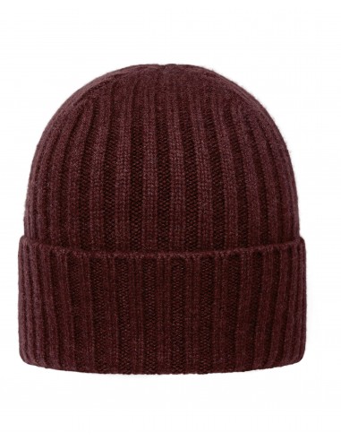 Unisex Chunky Ribbed Cashmere Hat Claret Red Economisez 