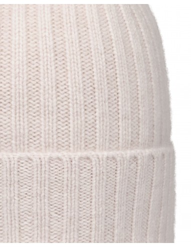 Unisex Chunky Ribbed Cashmere Hat Frost White destockage