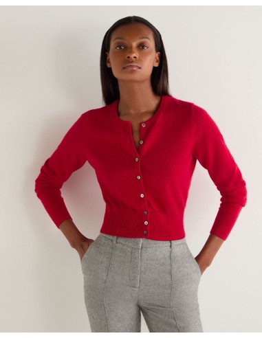 Women's Ivy Cropped Cashmere Cardigan Riding Red chez Cornerstreet bien 