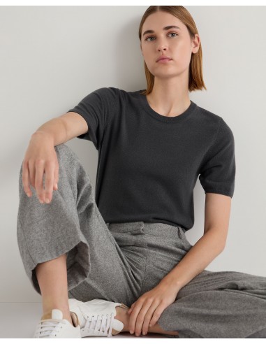 Women's Milly Classic Cashmere T-Shirt Anthracite Grey Les êtres humains sont 