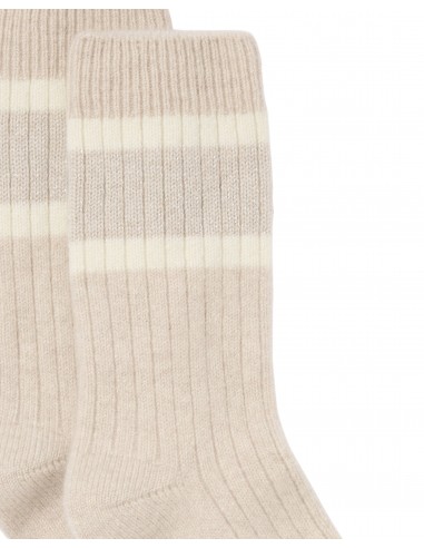 Women's Rib Stripe Cashmere Socks Ecru White Par le système avancé 