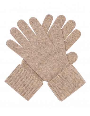 Women's Ribbed Cashmere Gloves Oatmeal Brown basket pas cher