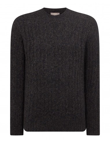 Men's Thames Cable Round Neck Cashmere Jumper Granite Grey Voir les baskets