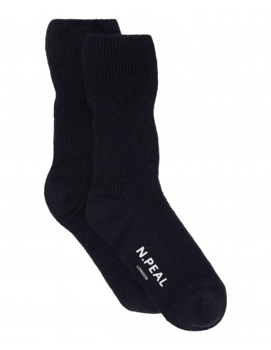 Unisex Cashmere Rib Bed Socks Navy Blue en ligne des produits 