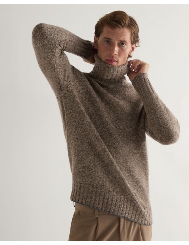 Men's Brompton Marl Roll Neck Cashmere Jumper Heather Hazel Brown Découvrez la collection