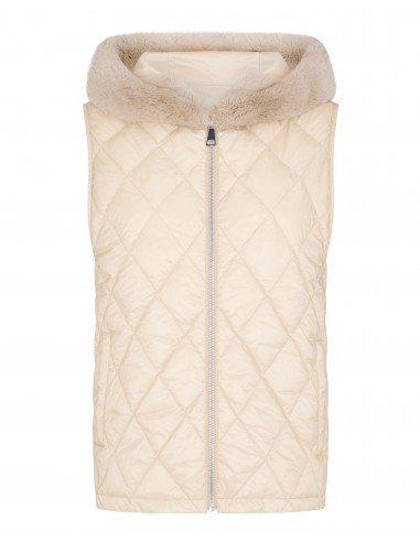 Women's Down Gilet With Fur Ecru White Comparez plus de prix