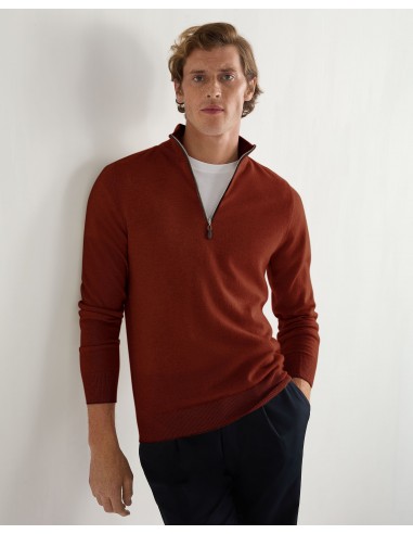 Men's Carnaby Half Zip Cashmere Jumper Spice Orange votre