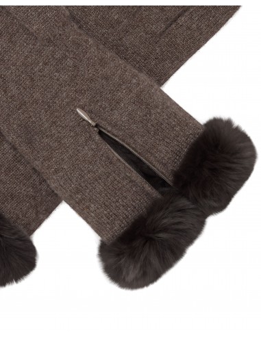 Women's Fur Trim Cashmere Gloves Biscotti Brown Voir les baskets