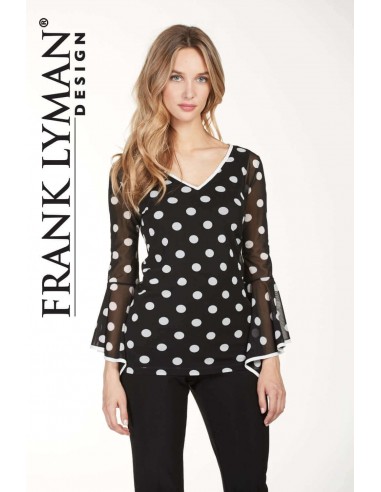 Frank Lyman Polka Dot Blouse Style 176180 2 - 3 jours ouvrés.