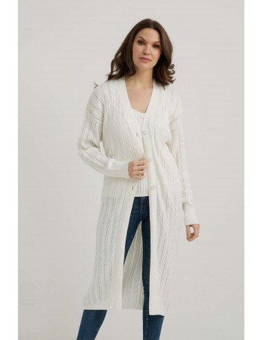 emproved Long Cardigan P2230-WHT White de pas cher