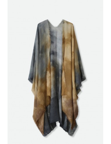 LANAI CARRIAGI CASHMERE LONG CAPE WRAP IN HAND-DYED MARONE GRIGGIO plus qu'un jeu 