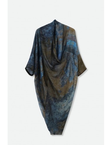 ATHENA CAPE WRAP IN SILK VOILE IN BLUE GREEN PAINT à prix réduit toute l'année