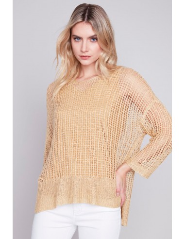 Charlie B Fishnet Crochet Sweater C2326X-029B-515 Gold Toutes les collections ici