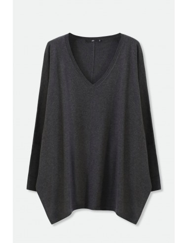 LENA LONG SLEEVE V-NECK PONCHO IN PIMA COTTON KNIT Le MVP de beaucoup